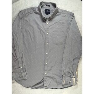 American Eagle Seriously Soft Button Down Shirt Mens XL Gray Polka Dot Preppy